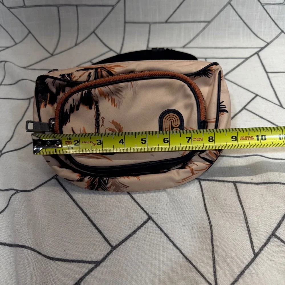 Coach Belt Bag OS Tan Palm Tree Print Nylon Waist Pack 91114 FAIR CONDITION